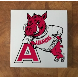 Arkansas Razorbacks GLASS Coasters x 4