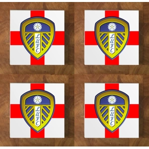 Leeds Utd GLASS Coasters x 4