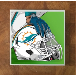 Miami Dolphins GLASS Coasters x 4