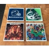 Seattle Seahawks GLASS Coasters x 4