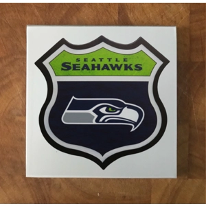 Seattle Seahawks Route 66 Style GLASS Coasters x 4