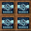 Seattle Kraken GLASS Coasters x 4