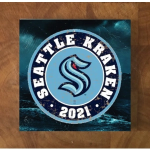 Seattle Kraken GLASS Coasters x 4