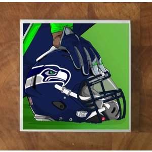 Seattle Seahawks GLASS Coasters x 4