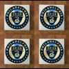 Philadelphia Union GLASS Coasters x 4