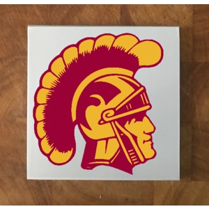 USC Trojans GLASS Coasters x 4