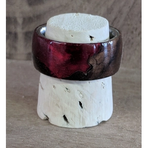 Walnut and Red Resin Ring