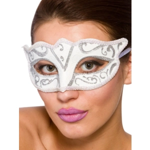 Verona Eye Mask - White With Silver Glitter