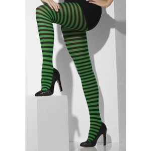 Opaque Tights - Green & Black Striped