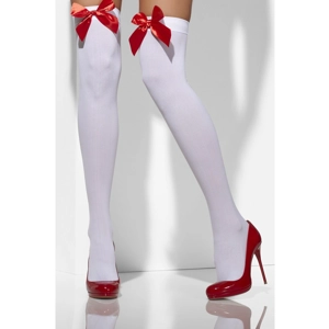 Opaque Hold-Ups - White with Red Bow