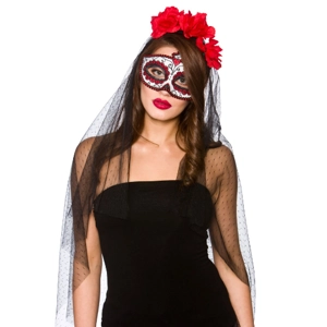 Day of the Dead Eye Mask w/Veil
