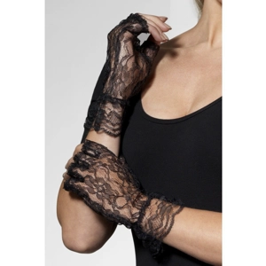 Fingerless Lace Gloves - Black