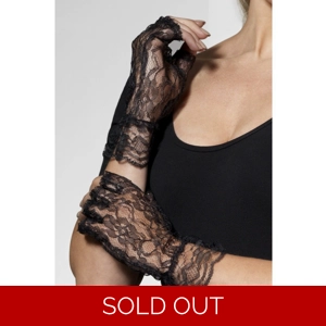 Fingerless Lace Gloves - Black