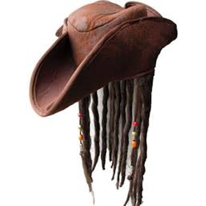Caribbean Pirate Hat with Hair