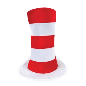 Red and White Striped Top Hat - Adult