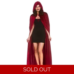 Brushed Velvet Hooded Cape - Dark Red