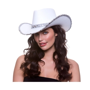 Texan Cowboy Hat - White with Sequins