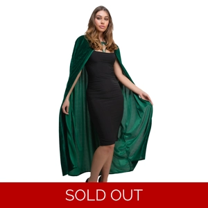Velvet Hooded Cape - Bottle Green