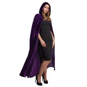 Velvet Hooded Cape - Dark Purple