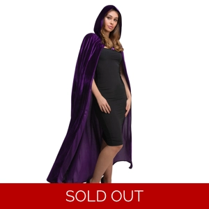 Velvet Hooded Cape - Dark Purple
