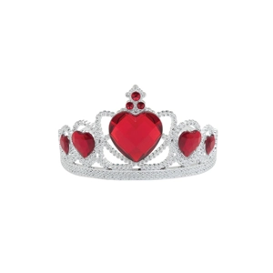 Tiara - Silver with Red Jewel Hearts