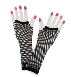 Long Fishnet Gloves - Black