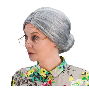 Granny Bun Wig - Grey