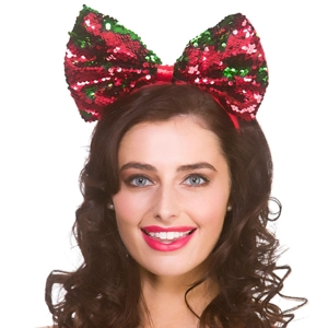 Sequin Christmas Bow on Headband