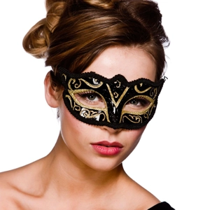 Verona Eye Mask - Black With Gold Glitter
