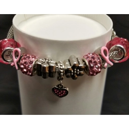 Bracelet, Heart Charm, Breast Cancer Awareness