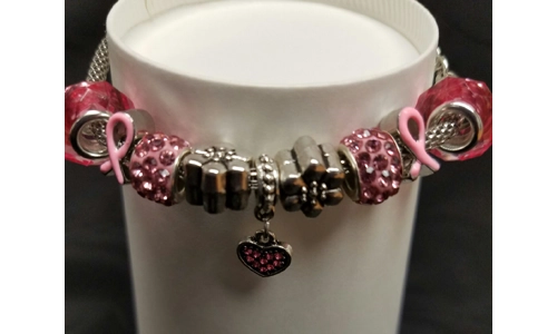 Bracelet, Heart Charm, Breast Cancer Awareness