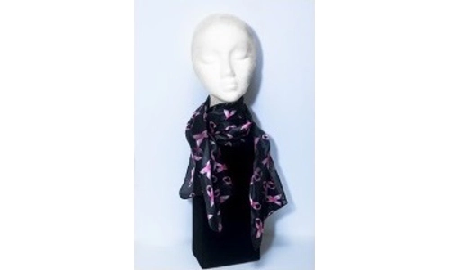 Scarf, "Breast Cancer Awareness" - Black with Pink Ribbons