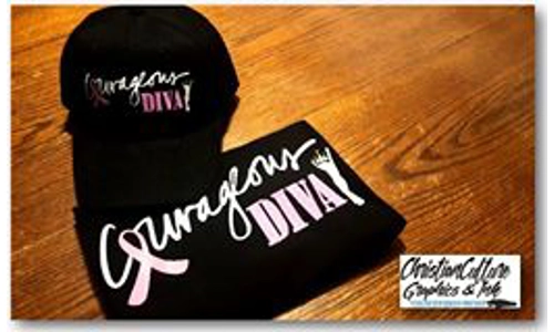 T-shirt, Ladies Fitted - "Courageous Diva" - Black
