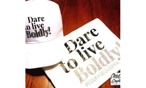 T-shirt, Ladies Fitted - "Dare To Live Boldly" - White