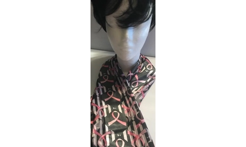 Scarf, "Black Breast Cancer Awareness With Two Shade Pink Ribbons