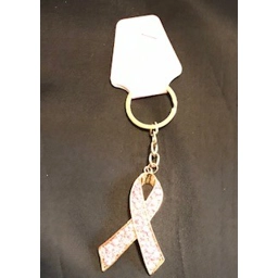Key Chain, Pink Rhinestone Ribbon
