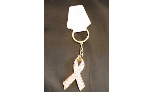 Key Chain, Pink Rhinestone Ribbon