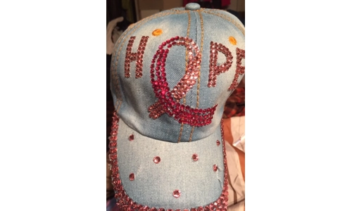 Cap, Lgt Blue "Hope" Ribbon Bling