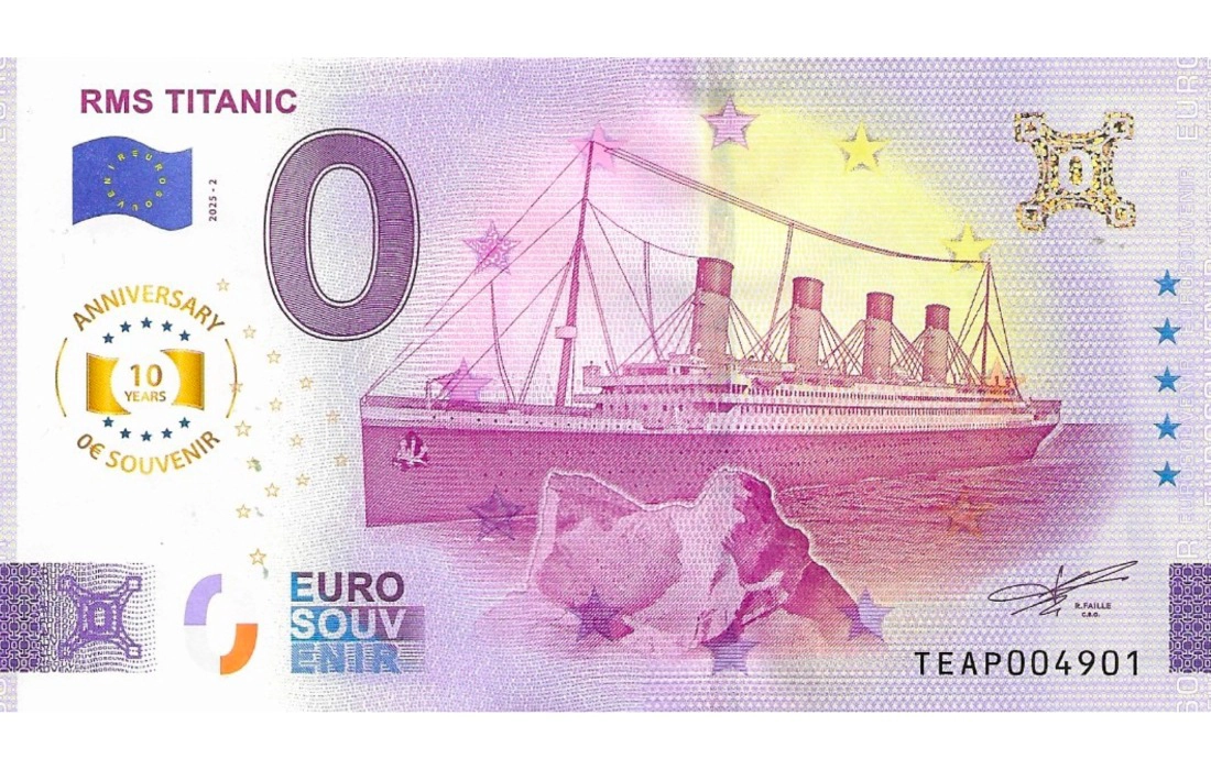 RMS Titanic (2025) 0 Euro Banknote - ANNIVERSARY Edition