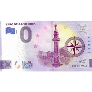 Faro Della Vittoria 0 Euro Note LIGHTHOUSE. This 0 Euro banknote shows the Faro Della Vittoria Lighthouse