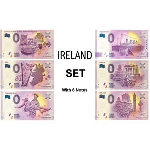 Irish 0 Euro Souvenir Banknote SET with 6 Notes