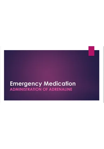 Emergency Medication Adrenaline Awareness Training Resources