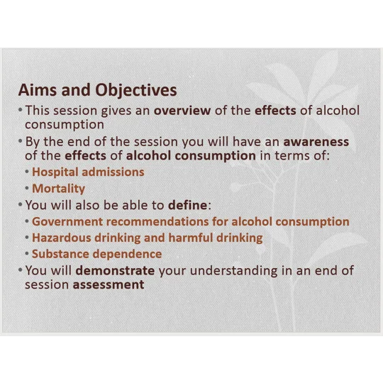 Alcohol Misuse and Effects on Self and Others Training Resources