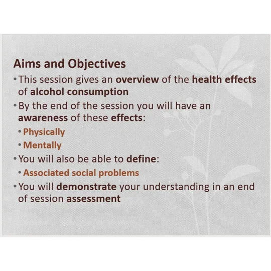 Alcohol Misuse and Effects on Self and Others Training Resources