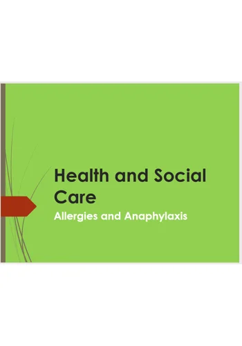 Allergies and Anaphylaxis Awareness Training Resources