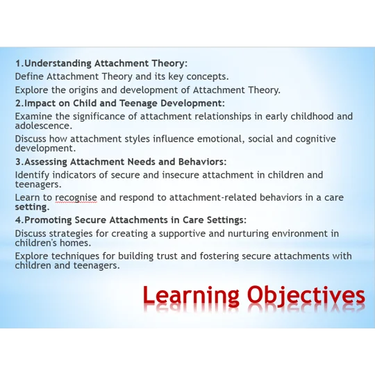 Attachment Theory and Disorders Children's Residential Care Training Resources