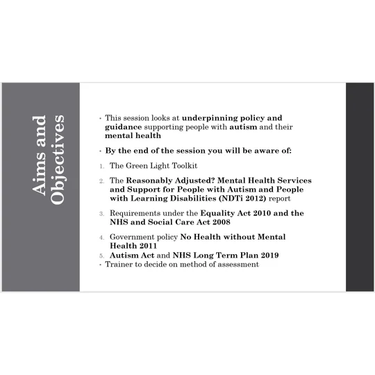 Autism and Mental Health Improving Services Awareness Training Resources