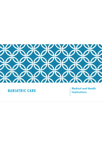 Obesity Medical and Health Implications Bariatrics Training Resources