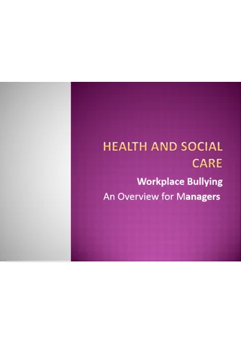 Bullying Awareness for Managers Training Resources