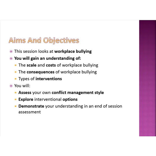 Bullying Awareness for Managers Training Resources